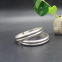Tibetan silver bracelet a pair of ethnic style bracelets pure handmade Miao silver plain open solid bracelet retro distressed bracelet