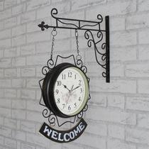 Double-sided wall clock living room clock European style iron silent hanging clock American clock modern simple creative double-sided clock large
