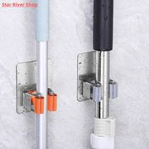 304 Stainless Steel Hooks Multi Wall Mounted Mop Organizer H