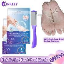 1 2 pares esfoliante pé máscara pés peeling máscara repa