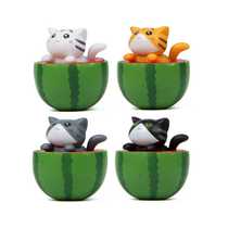 4 Creative Gourmet Summer Watermelon Cat DIY Figures for Gardening and Landscaping Dolls Doll Ornaments for Decoration