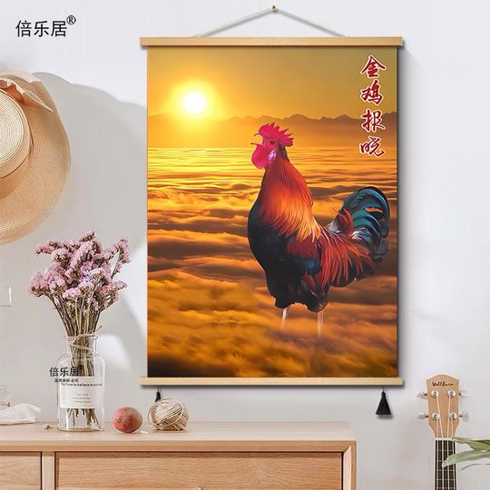 Китайская картина с изображением петуха для коридора, символ процветания и богатства, настенное искусство для фоновой стены кабинета, пение петуха, петух приносит хорошие известия, декоративная живопись.