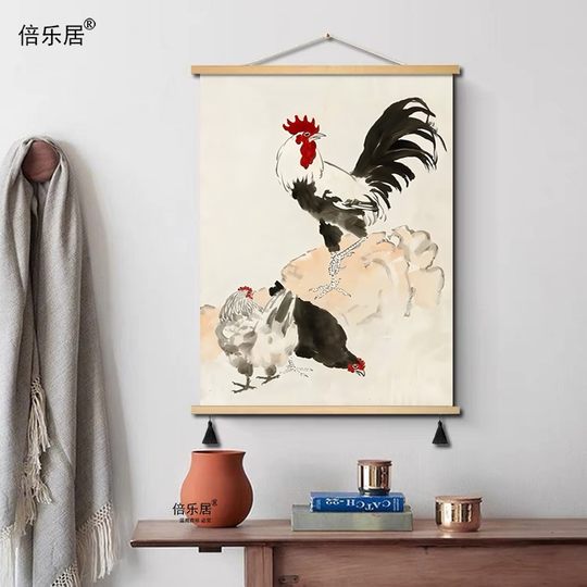 Китайская картина с изображением петуха для коридора, символ процветания и богатства, настенное искусство для фоновой стены кабинета, пение петуха, петух приносит хорошие известия, декоративная живопись.