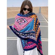 Guangxi Zhuang ethnic style large shawl Zhuang brocade scarf silk scarf tourist attraction photo scarf business gift gift