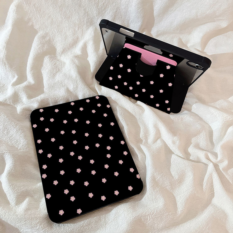 Black Flower Book-Style Tablet Protective Case for iPad 11Th Generation, Anti-Drop, Anti-Bend for Air 7, Acrylic Pen Slot, 360-Degree Rotation, Air 4, Air 5, Cartoon 10Th Generation, 5Th Generation, 6Th Generation, 9Th Generation, 9.7 Full Coverage Black Flower Book-Style Tablet Protective Case for iPad 11Th Generation, Anti-Drop, Anti-Bend for Air 7, Acrylic Pen Slot, 360-Degree Rotation, Air 4, Air 5, Cartoon 10Th Generation, 5Th Generation, 6Th Generation, 9Th Generation, 9.7 Full Coverage