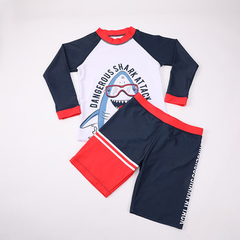 New children's swimsuit suit long-sleeved cotton cartoon children's swimsuit children's baby korean swimming supplies