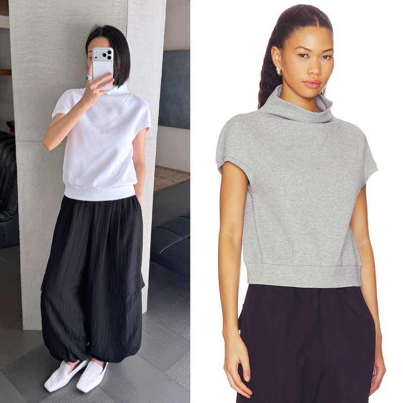 Stands up Like a Little Sweatshirt~ Scandinavian Style Tg 26 Early Autumn Space Cotton Small Stand-Up Collar Short-Sleeved T-Shirt 75 Stands up Like a Little Sweatshirt~ Scandinavian Style Tg 26 Early Autumn Space Cotton Small Stand-Up Collar Short-Sleeved T-Shirt 75