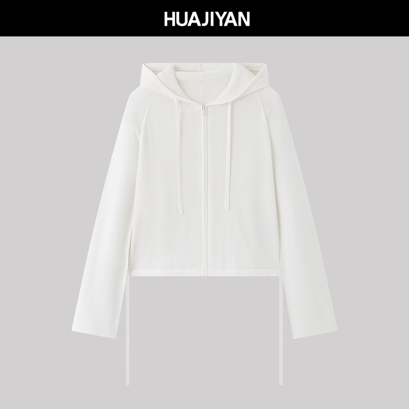 Hua Jiyuan [Morning] Cotton and Nylon Blend Lightweight Hooded Loose Drawstring Zipper Top Jacket for Women, New Summer Style