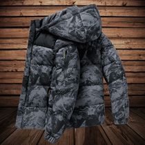 Gray Camouflage Puffer Jacket Men Parka Jackets Winter Outdo