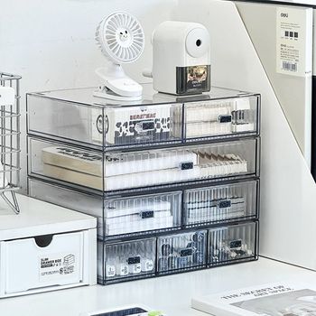 Desktop storage box drawer box transparent pen holder acrylic storage rack student desk storage rack classification stationery