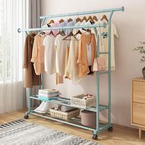 Clothes rack floor-standing bedroom home clothes rack double-pole simple storage coat rack balcony indoor removable rack