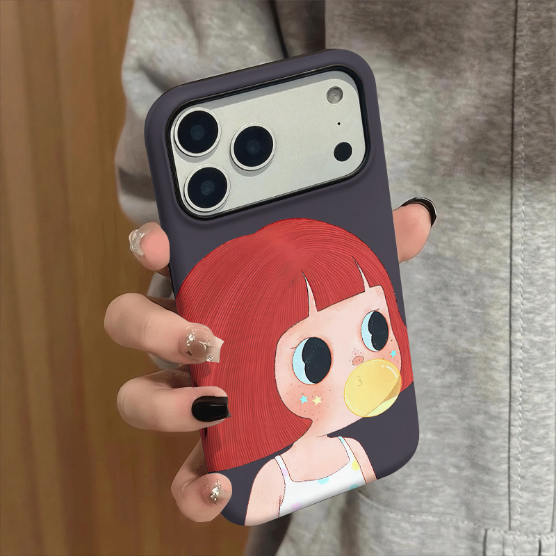Bubble Blowing Girl Suitable for Apple 18Promax/Iphone17Pro New Korean Style ins Vibe Atmosphere 16/15/14/Plus Creative High-End Niche Full-Cover Anti-Drop Phone Case Bubble Blowing Girl Suitable for Apple 18Promax/Iphone17Pro New Korean Style ins Vibe Atmosphere 16/15/14/Plus Creative High-End Niche Full-Cover Anti-Drop Phone Case