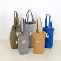 Canvas water cup handbag portable thermos cup bag stew kettle set universal belly cup drawstring pocket double layer with hidden pocket