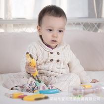 Baby teether rattle can be boiled hand rattle 0-1 year old childrens toy whale storage box baby teether set