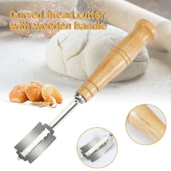 1Set Bread Arc Curved Knife Bakers Blade Slashing Tool Wood