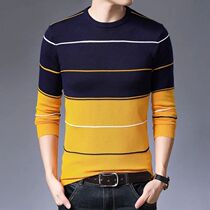 Korean Clothing Men Casual Striped Sweater Spring Autumn Fas