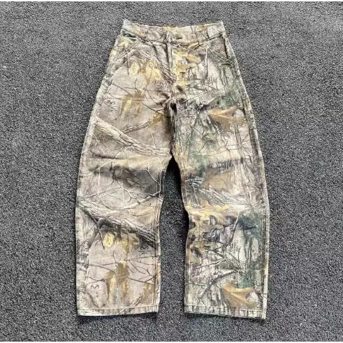 Широкие камуфляжные брюки, свободный прямой крой, размеры M–XXL, камуфляжный принт