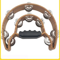 Hand-cranked tambourine folk accompaniment handbell performance childrens crisp sound simple rhythm instrument professional matching