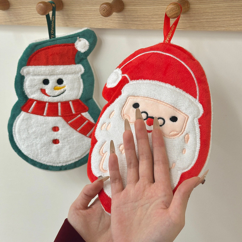 Santa Claus Hand Towel Hanging Towel Absorbent Quick-Dry Household Thick Coral Fleece Cloth Handkerchief Christmas Decoration Santa Claus Hand Towel Hanging Towel Absorbent Quick-Dry Household Thick Coral Fleece Cloth Handkerchief Christmas Decoration