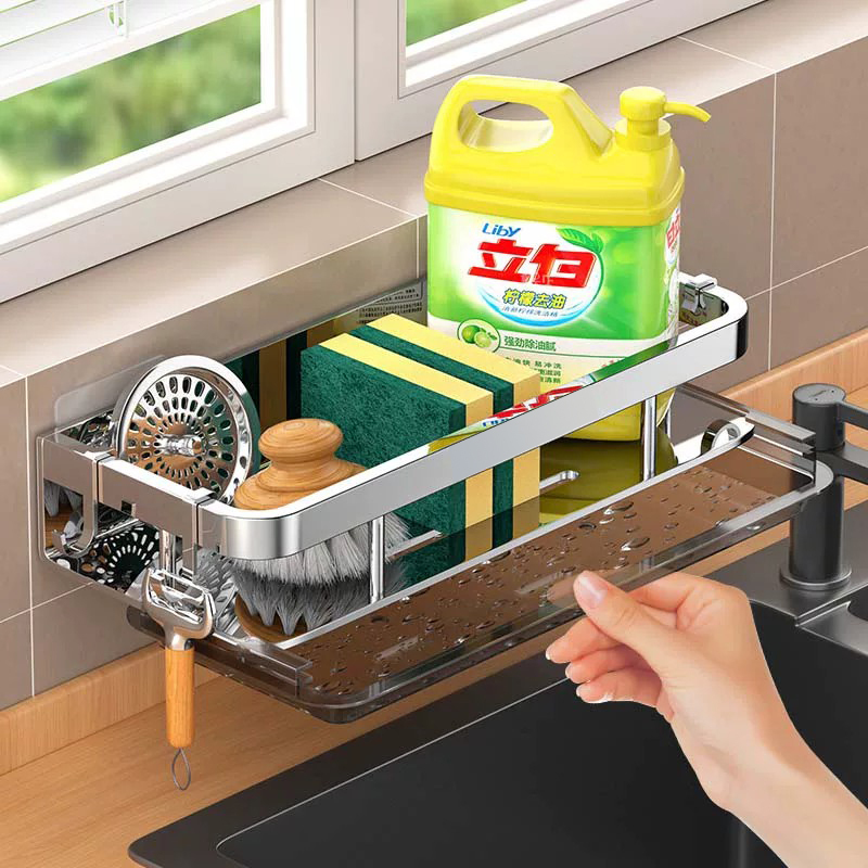 Stainless Steel Rag Drying Rack for Kitchen, No-Drill Wall-Mounted Storage Rack for Sink and Faucet Stainless Steel Rag Drying Rack for Kitchen, No-Drill Wall-Mounted Storage Rack for Sink and Faucet