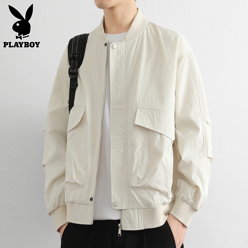 Playboy Autumn Workwear Jacket Men's 2026 New Trendy Water-Repellent Stand Collar Baseball Jacket Men's Clothing