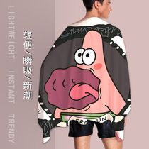 New cartoon soft sweat-absorbent SpongeBob SquarePants large fitness mens and womens bath towel swimming beach seaside portable towel
