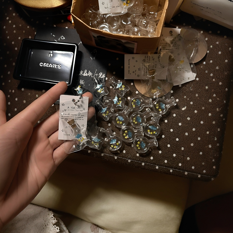 【A Handful of Starlight】Healing Handmade Mini Star Wishing Bottle Pendant DIY Glass Bottle Keychain