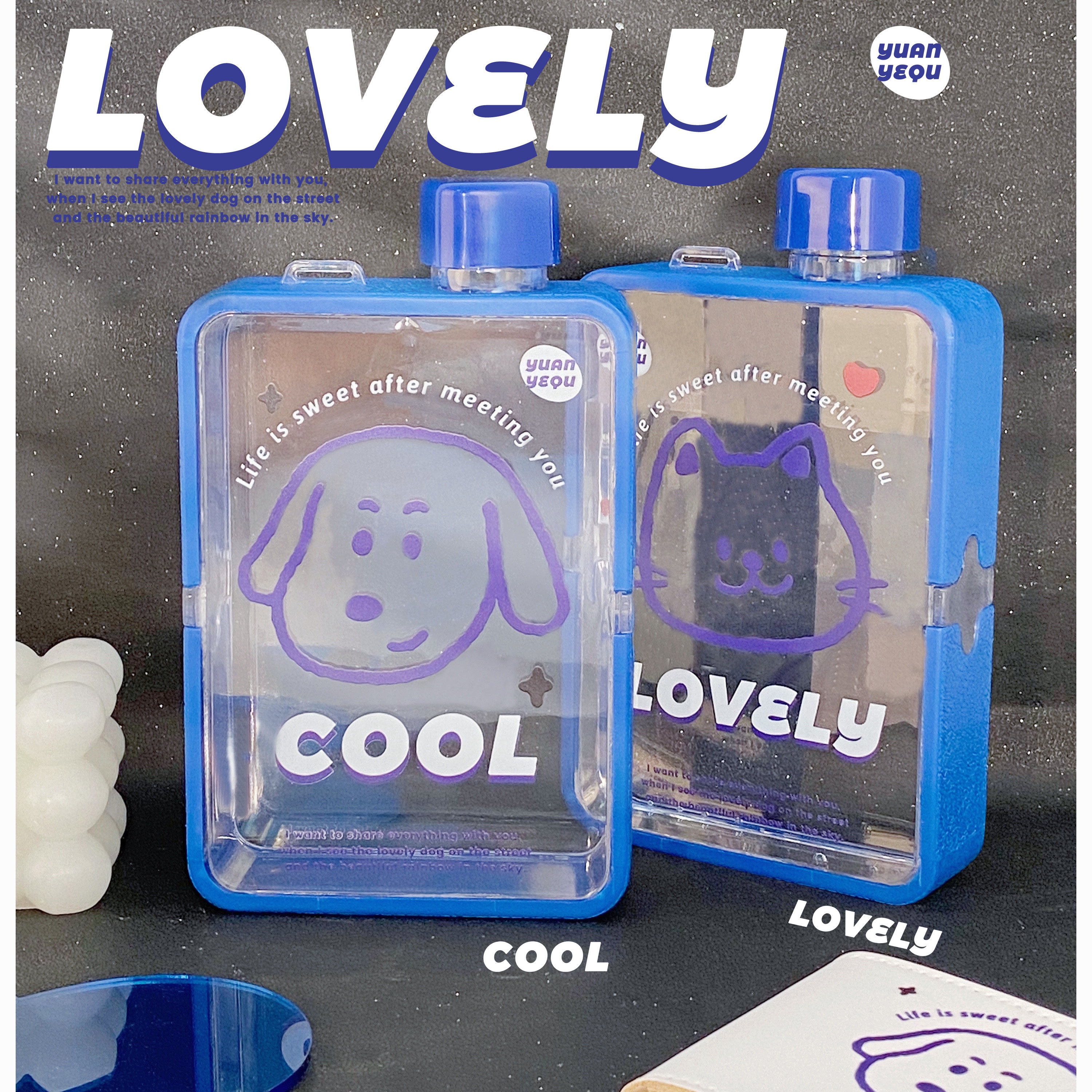 Original Wild Fun Living Home Original Ins Plastic Cup Large Capacity Sports Water Cup Portable Cute Printed Student