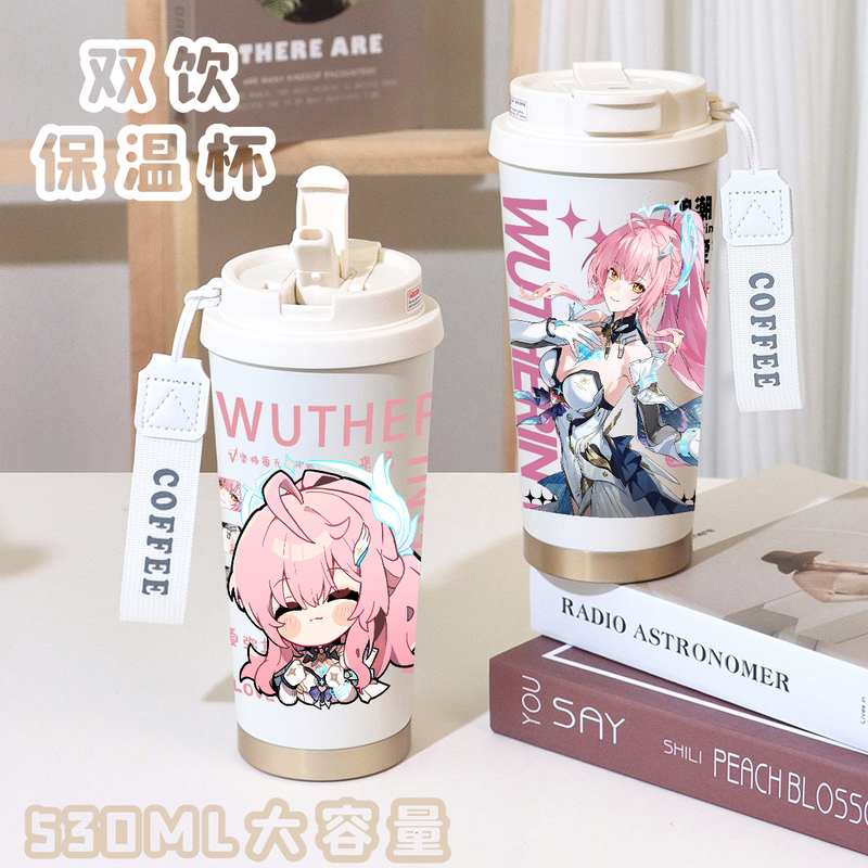 Large-Capacity Insulated Cup from Mingchao, Wanderer Rosalashe Amis Office Coffee Cup with Straw Large-Capacity Insulated Cup from Mingchao, Wanderer Rosalashe Amis Office Coffee Cup with Straw