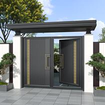 Aluminum alloy door outdoor villa courtyard door wrought iron rural self-built house courtyard door single and double opening courtyard door customization
