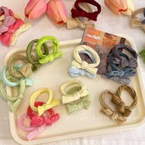 High elastic cream ponytail hair rope colorful dopamine bow hair tie durable rubber band headband