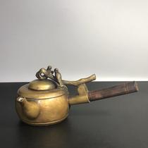 Miscellaneous GKH items antique medicines and medicines pure copper in the third year of the Republic of China with wooden handles figure figures frying pot old ancient Qizhong