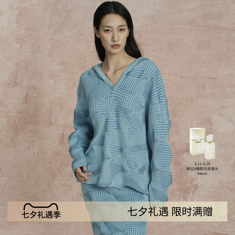 Juezhi Sensiyarn Early Autumn New Wool Hoodie for Women, Loose V-Neck Pullover Knitted Hoodie Jzhf054 Juezhi Sensiyarn Early Autumn New Wool Hoodie for Women, Loose V-Neck Pullover Knitted Hoodie Jzhf054