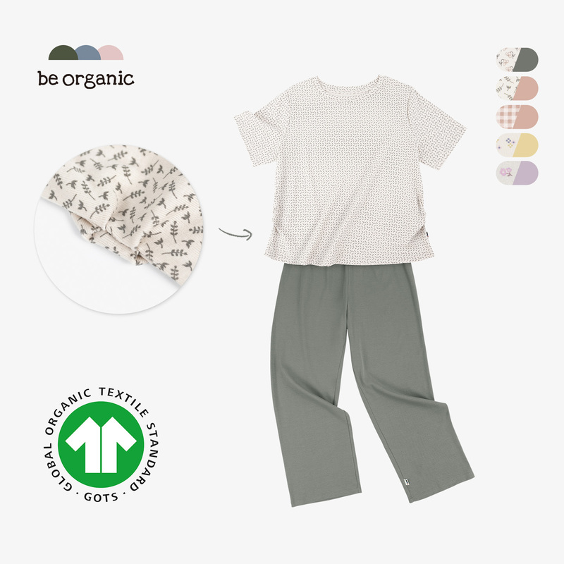 Be Organic【Women's Homewear Set】Gots Organic Cotton Adult Loose and Comfortable Casual Pajamas