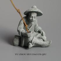 Bored watching the old man fishing fisherman’s ornaments fish tank landscaping the universe returns to the earth