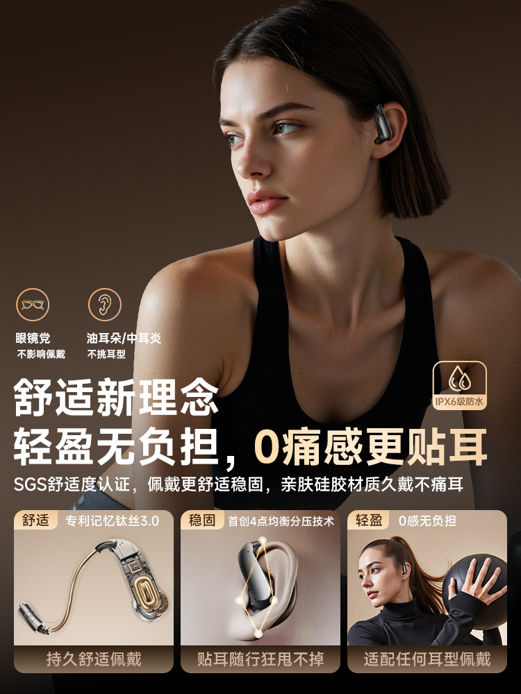 Bluetooth Earphones, Over-Ear Wireless 2025 New Model, Bone Conduction, Translation, Sports, Running, Long Battery Life, Best-Selling List