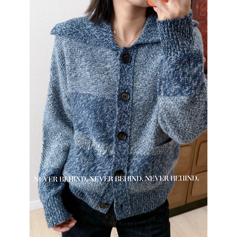 9.12 Never Behind Retro Floral Yarn Lapel Thickened 100% Cashmere Loose Cardigan 575g