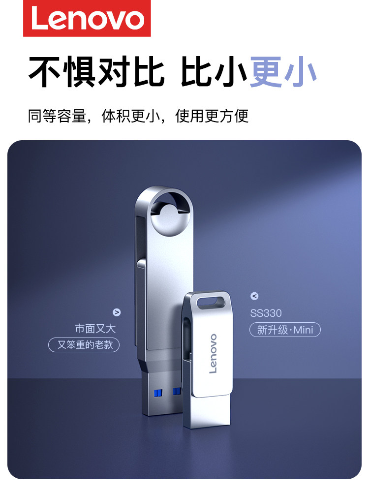 Lenovo USB Flash Drive Large Capacity Typec Dual Interface USB Mobile Phone and Computer Dual-Use USB Flash Drive 64g Genuine Official Flagship Store