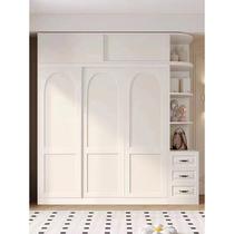 Wardrobe door sliding door custom solid wood cloakroom door cream style blister door custom white one door to top sliding door