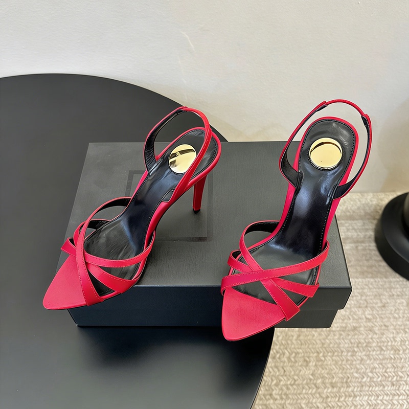 High-End 2026 New Fashionable Open-Toe Pointed High-Heeled Roman Sandals for Women, Red Stiletto Sexy Single Strap Women's Shoes