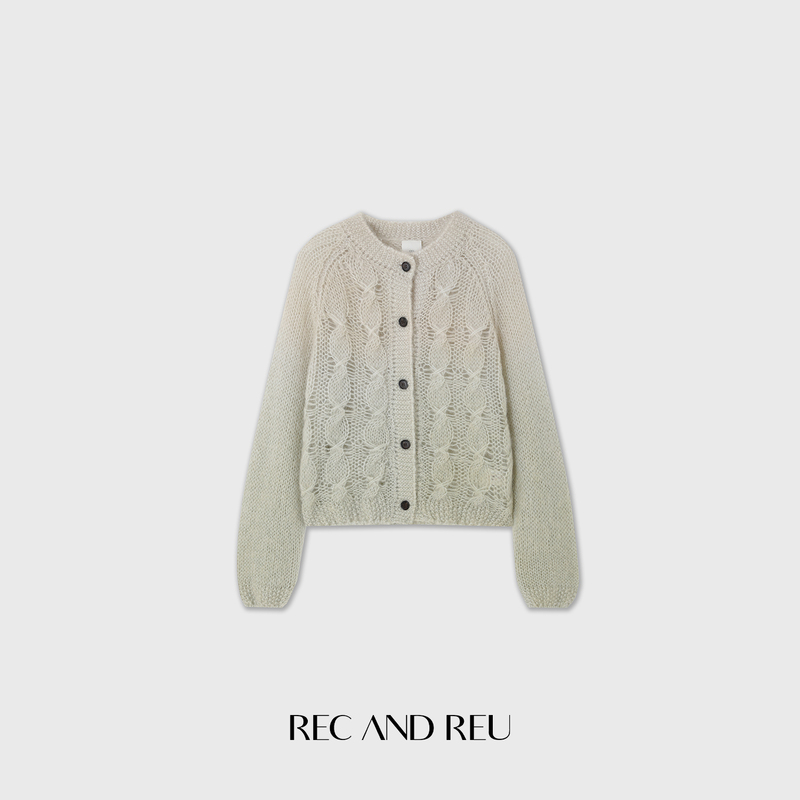 Rec and Reu【Malala Sweater】South African Imported Young Mohair Italian Machine-Woven Cable Knit Cardigan