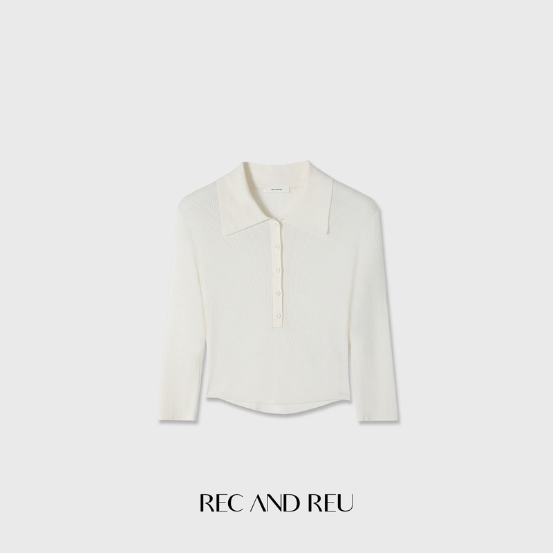 Rec and Reu Mulberry Silk Wool Lyocell High-Intelligence Seven-Point Sleeve Paper-Thin Polo Knitwear