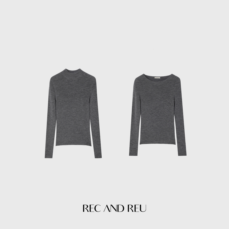 Rec and Reu Machine Washable [Stock up on Multiple Items] New Australia 100% Merino Wool Round/Semi-High Collar Knitwear