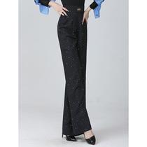 (Mens and womens hot diamond dance pants are popular in dance halls) National standard dance pants special pants for dancing ballroom dance practice pants long pants