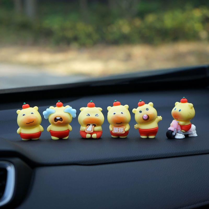 "Super Sweet Capybara" Car Decoration Figurine for Display on Dashboard, Door, or Window, Cute Cartoon Interior Decoration