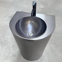 Silver industrial style washbasin column integrated creative washbasin with lights barbecue shop commercial floor-standing washbasin