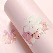 Cartoon wallpaper bedroom background non-woven 3D three-dimensional childrens room girl girl princess pink wallpaper