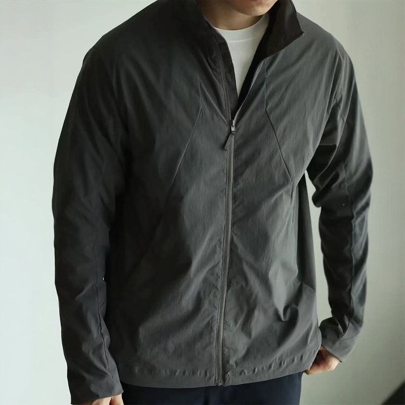 American-Style Stand-Up Collar Twill Casual Jacket for Men [Mesh Lining] Thin Lightweight Spring and Autumn Business Coat Top