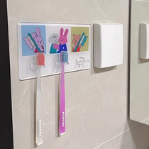 Acrylic electric toothbrush storage shelf wall-mounted punch-free family of three or four 2024 cute cartoon light luxury
