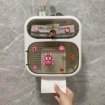 Bathroom punch-free tissue box shelf cartoon toilet waterproof wall-mounted bathroom roll paper toilet paper box